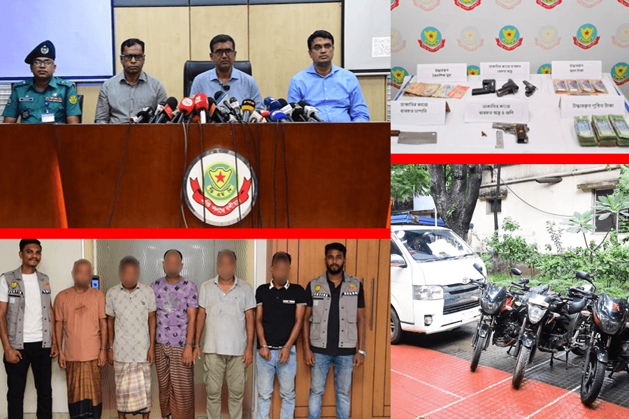 রাজধানীর মিরপুরে প্রকাশ্যে ২১ লাখ টাকা ছিনতাই, অস্ত্র - টাকাসহ ৬ জন গ্রেফতার